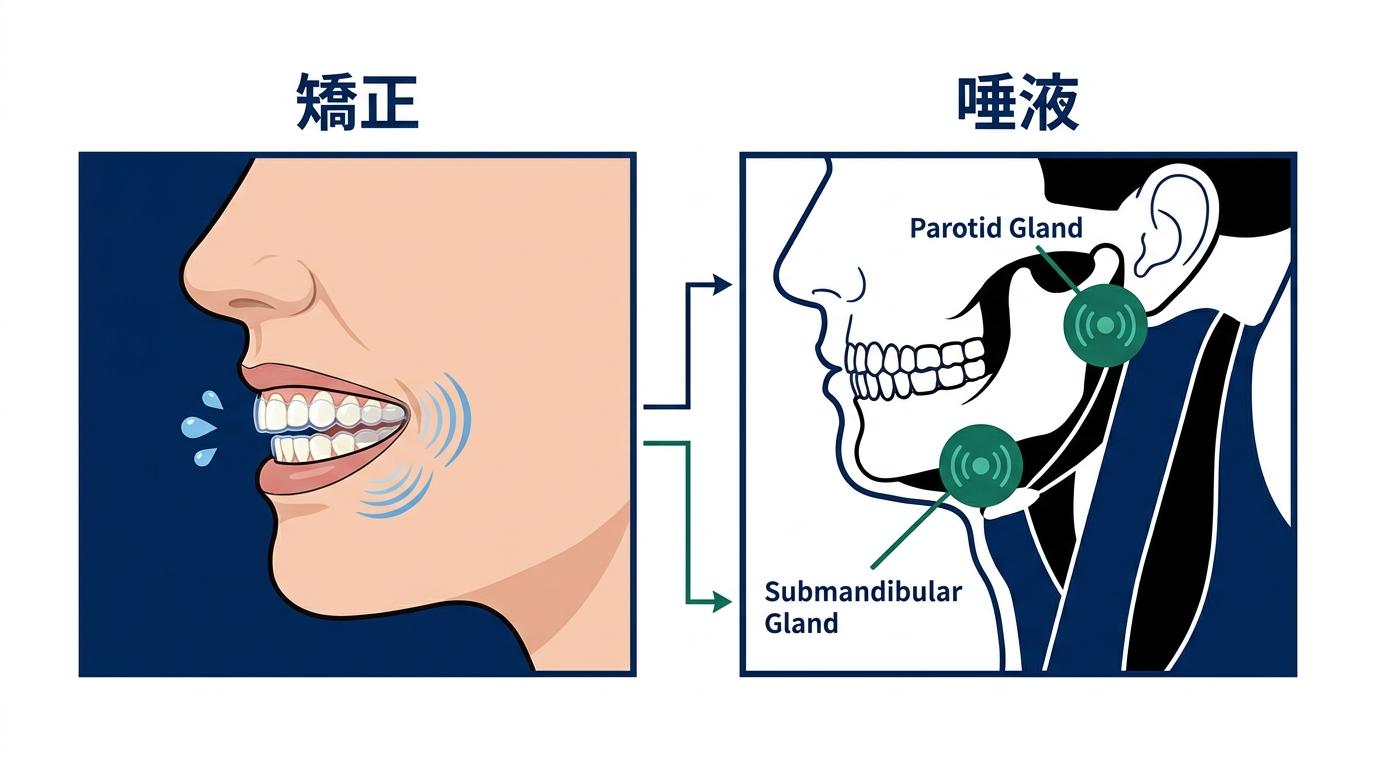 大人の矯正治療と唾液の関係性:知られざるお口のトラブルの図解