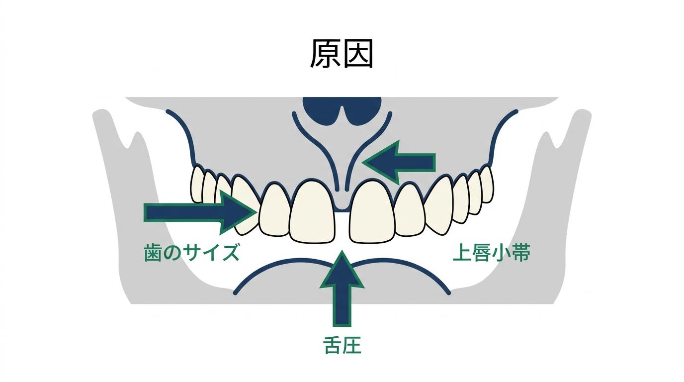 すきっ歯になってしまう主な原因の図解