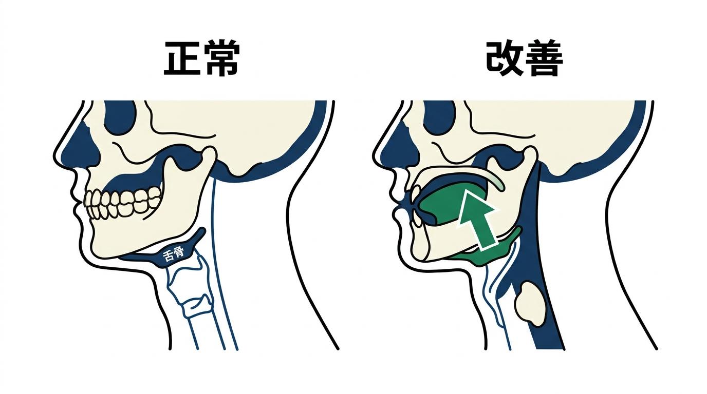 噛み合わせの改善がもたらす飲み込みへのメリットの図解