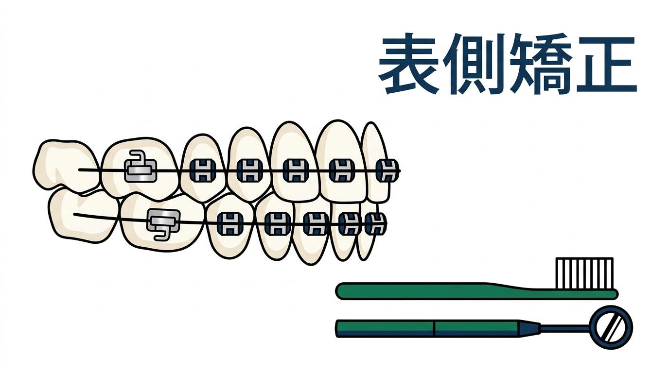 ワイヤー矯正(表側矯正)の費用と特徴の図解